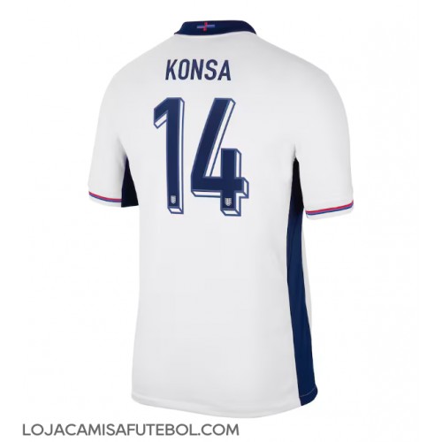 Camisa de Futebol Inglaterra Ezri Konsa #14 Equipamento Principal Europeu 2024 Manga Curta